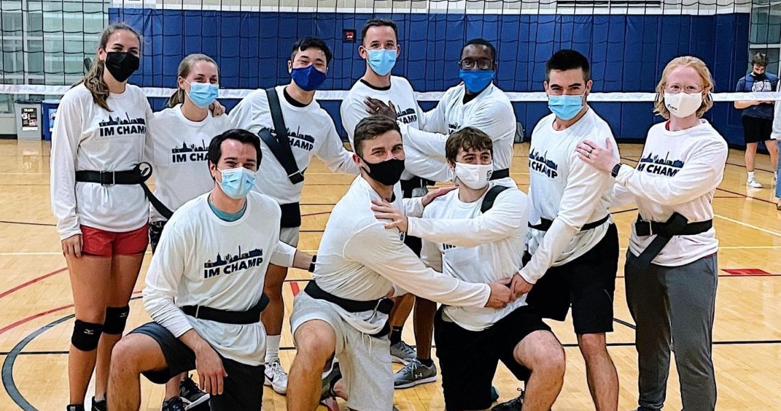 Members of DPT Class of '24 posing after winning Volleyball Championship