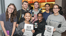 A group of students smiling at the camera