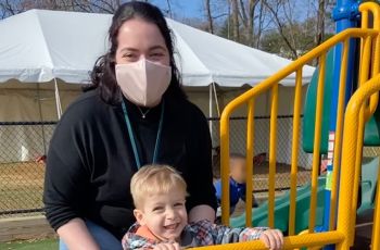 GW DPT student with pediatric client