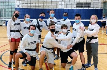 Members of DPT Class of '24 posing after winning Volleyball Championship
